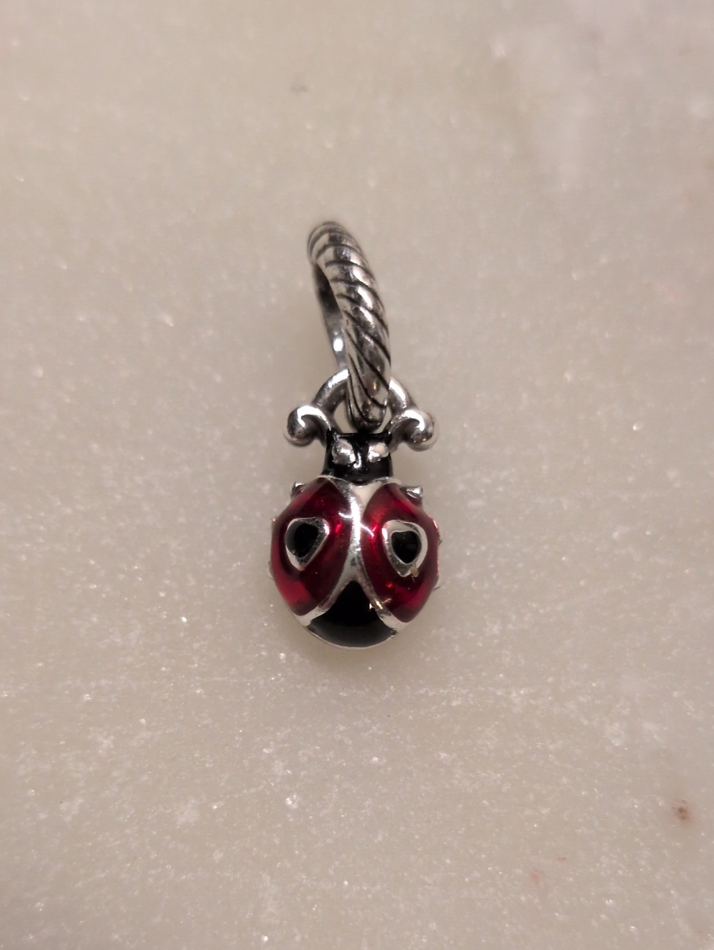 NEW! RARE! Brighton Ladybug Charm in Red and Black Silver Finish